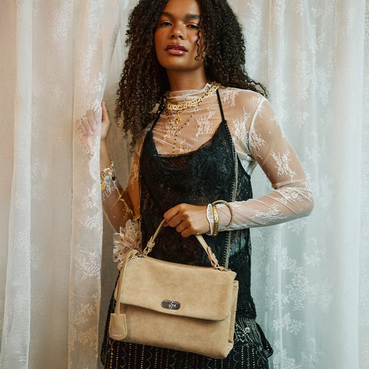 Le Freya- Sac à main 2-en-1 en suède vegan