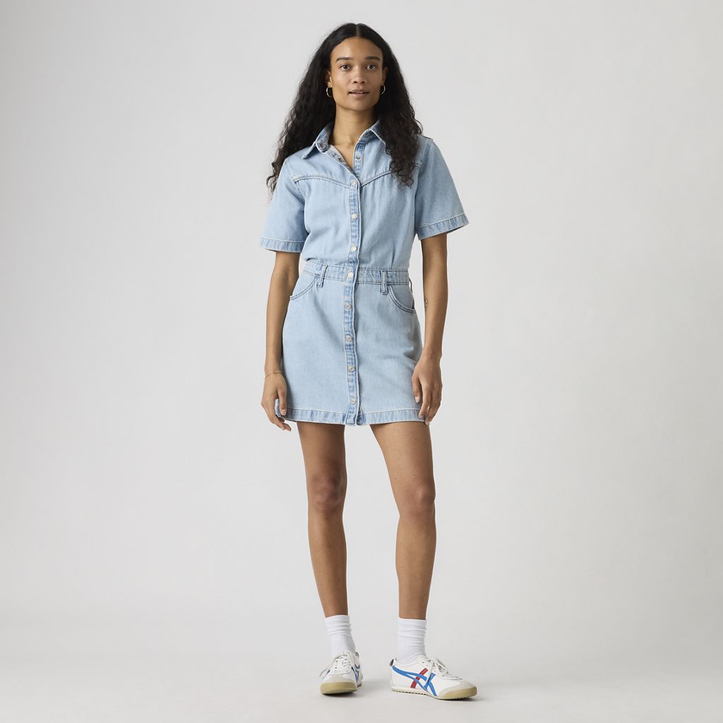 Robe en jean à martingale